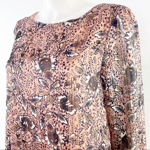 NEW Lulus Size M Blush Pink Floral ASHFORD Shift Dress Metallic Pinstripe - Picture 5 of 13